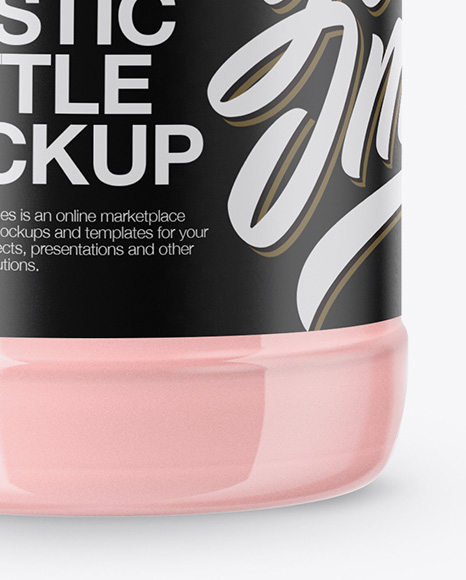 360ml Plastic Bottle with Strawberry Cocktail Mockup