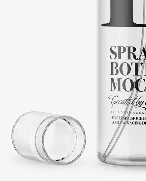 Opened Clear Glass Spray Bottle Mockup