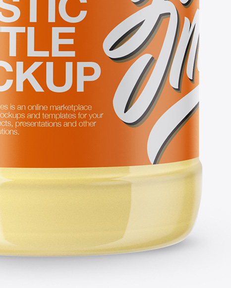 360ml Plastic Bottle with Mango Cocktail Mockup