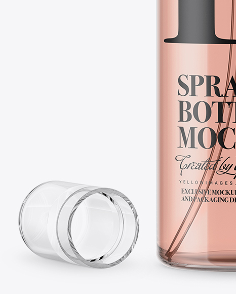 Opened Clear Glass Spray Bottle Mockup