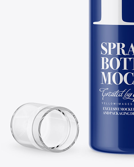 Opened Glossy Spray Bottle Mockup