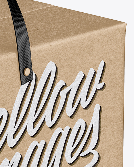 Kraft Paper Box With Handles Mockup - Half Side View