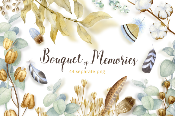 Bouquet of memories. Watercolor clipart