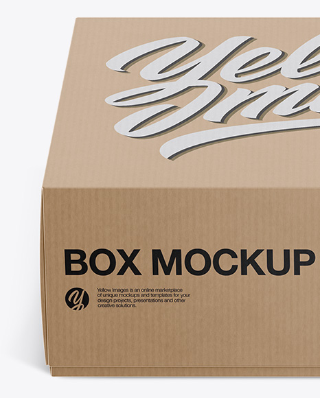 Textured Kraft Box Mockup - Front View (High-Angle Shot)