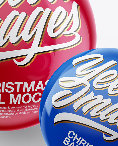 Two Glossy Christmas Balls Mockup