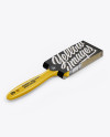 Brush With Glossy Grip & Paper Label Mockup - Half Side View (High-Angle Shot)