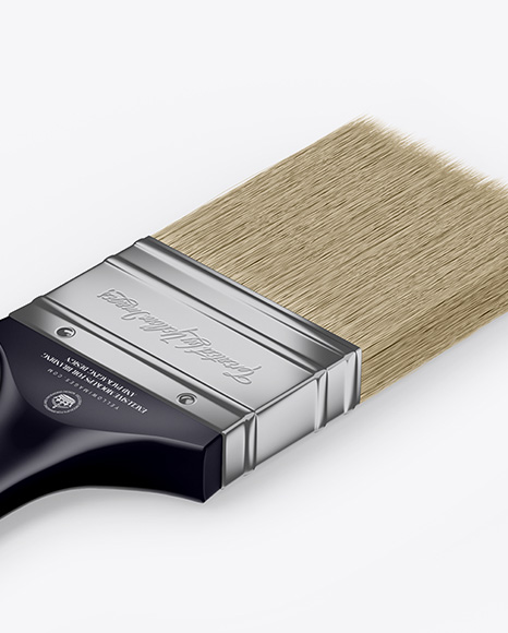 Brush With Matte Grip & Paper Label Mockup - Half Side View (High-Angle Shot)