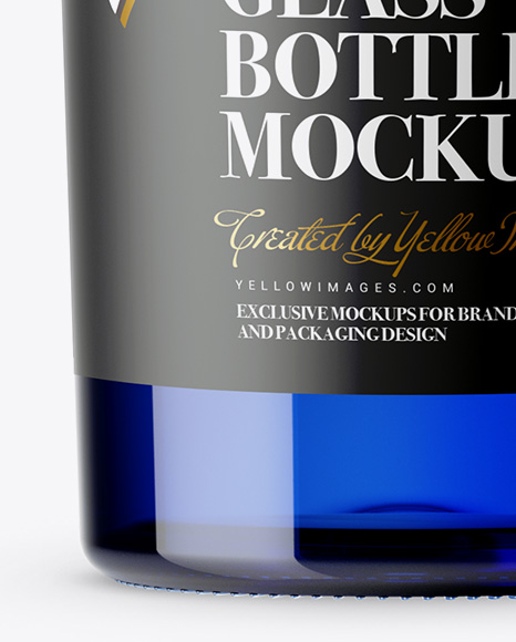 700ml Blue Glass Bottle Mockup