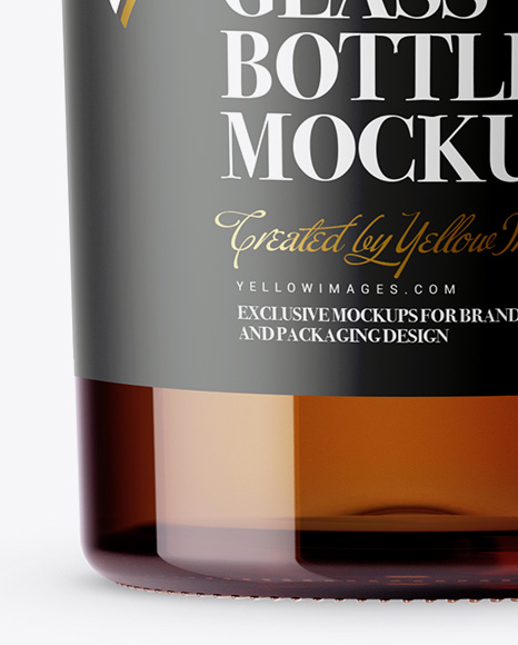 700ml Amber Glass Bottle Mockup