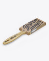 Brush With Wooden Grip & Kraft Label Mockup - Half Side View (High-Angle Shot)