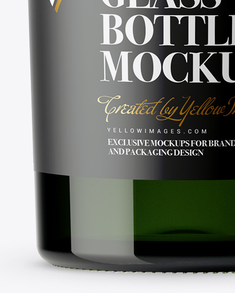 700ml Dark Green Glass Bottle Mockup