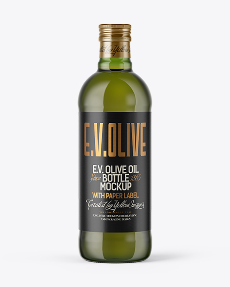 750ml Green Glass Olive Oil Bottle Mockup