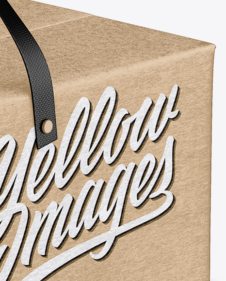 Kraft Paper Box With Handles Mockup - Half Side View