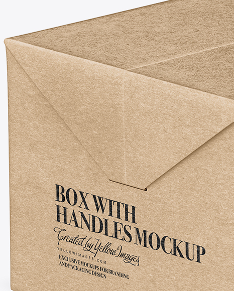 Kraft Paper Box With Handles Mockup - Half Side View