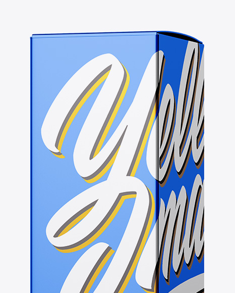 Metallic Box Mockup - Half Side View