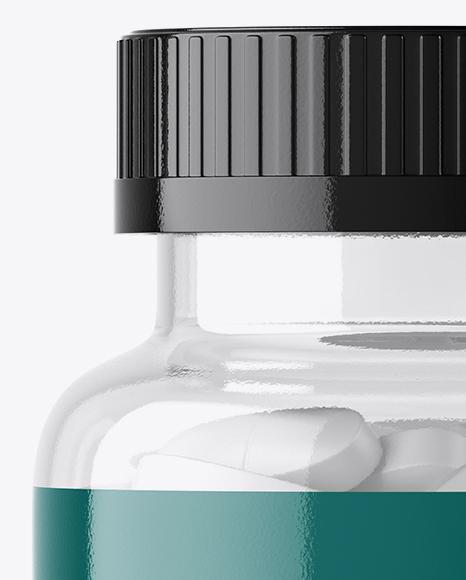 Clear Bottle With White Pills Mockup