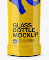 Blue Glass Bottle in Glossy Shrink Sleeve Mockup