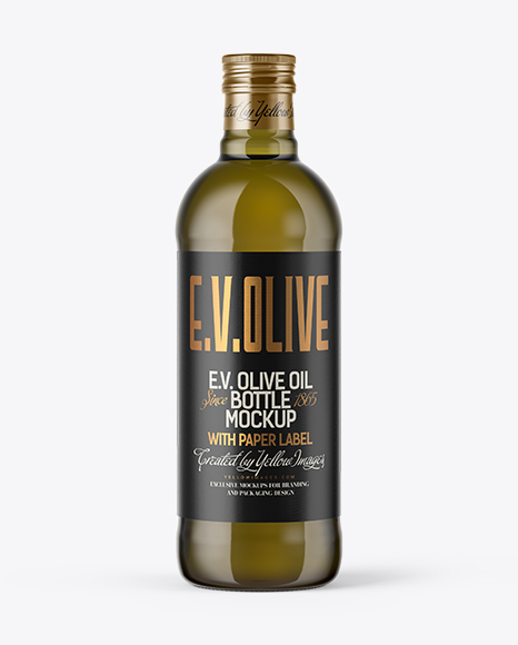 750ml Antique Green Glass Bottle with Olive Oil Mockup