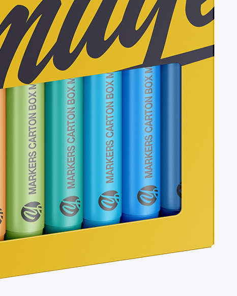 7x Markers Carton Box Mockup