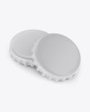 Two Matte Bottle Caps Mockup - Half Side View (High-Angle Shot)