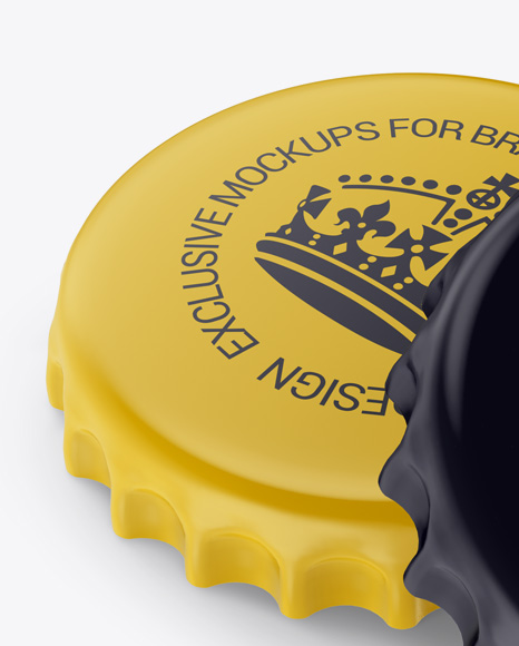 Two Matte Bottle Caps Mockup - Half Side View (High-Angle Shot)