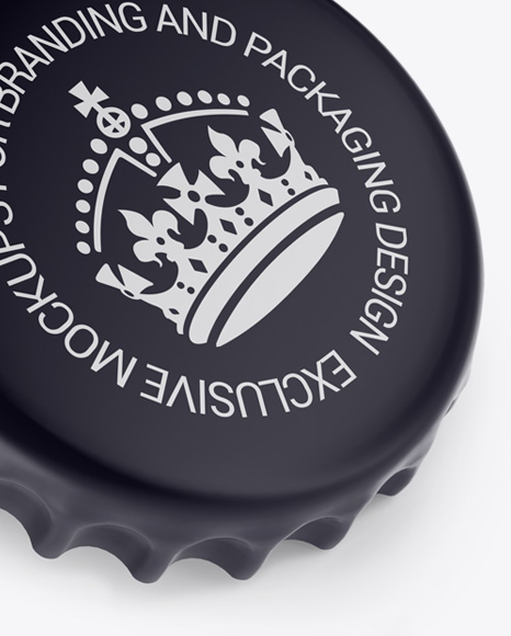 Two Matte Bottle Caps Mockup - Half Side View (High-Angle Shot)