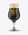 Tulip Glass With Irish Dry Stout Beer Mockup