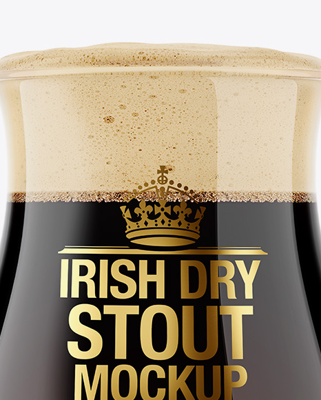 Tulip Glass With Irish Dry Stout Beer Mockup