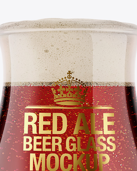 Tulip Glass With Red Ale Mockup