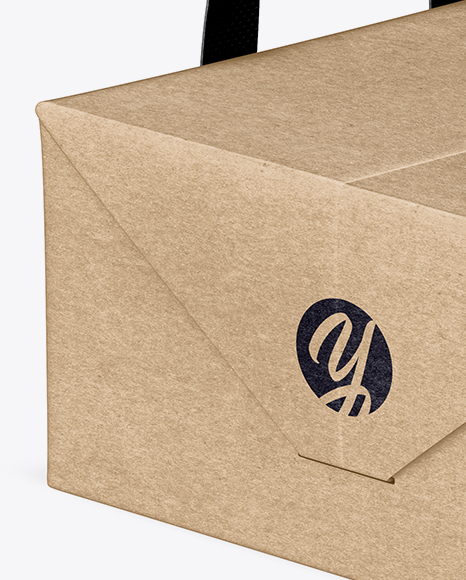 Kraft Paper Box With Handles Mockup - Half Side View