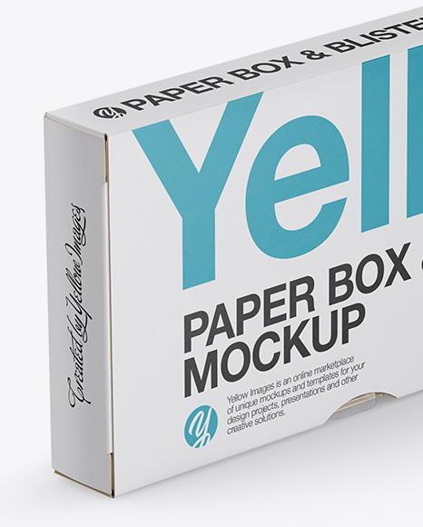 Paper Box Mockup - Half Side View (High-Angle Shot)