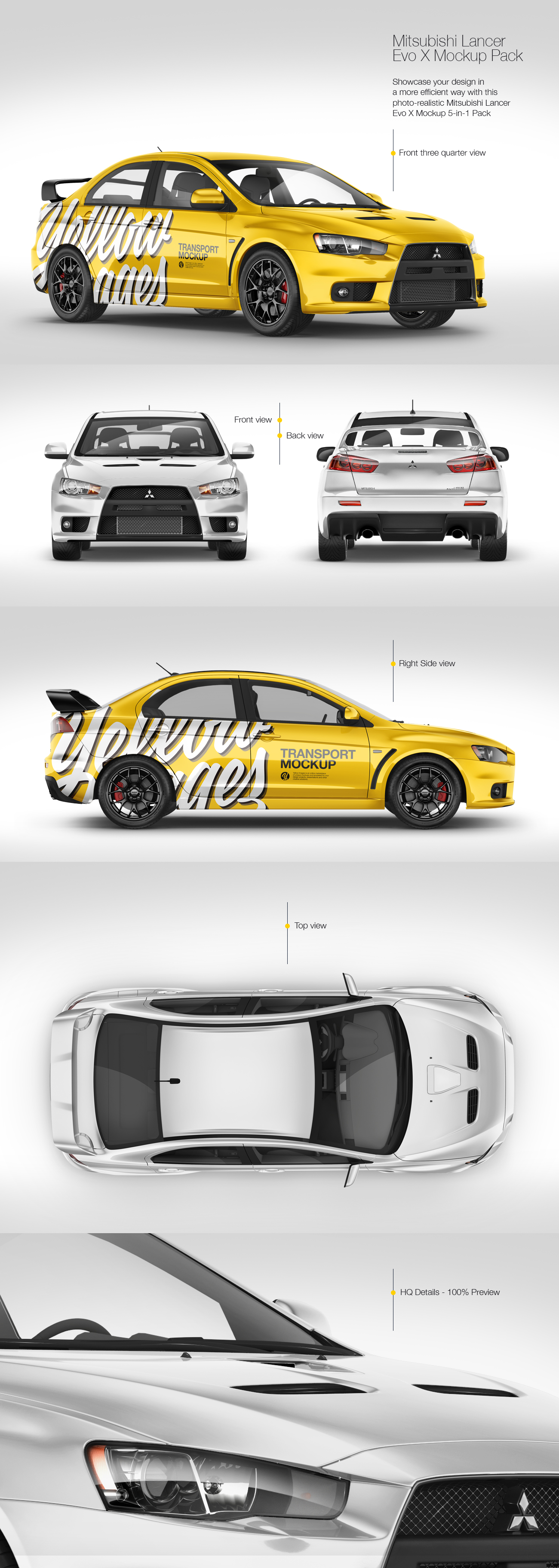 Mitsubishi Lancer Evolution X Mockup Pack