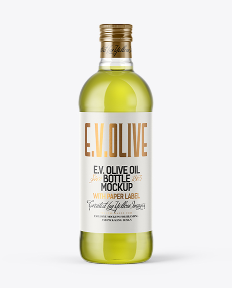 750ml Clear Glass Olive Oil Bottle Mockup