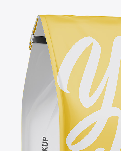 Matte Coffee Bag w/ a Tin-Tie Mockup - Halfside View