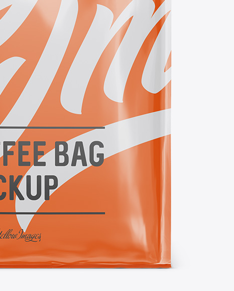 Glossy Paper Coffee Bag Mockup - Front View