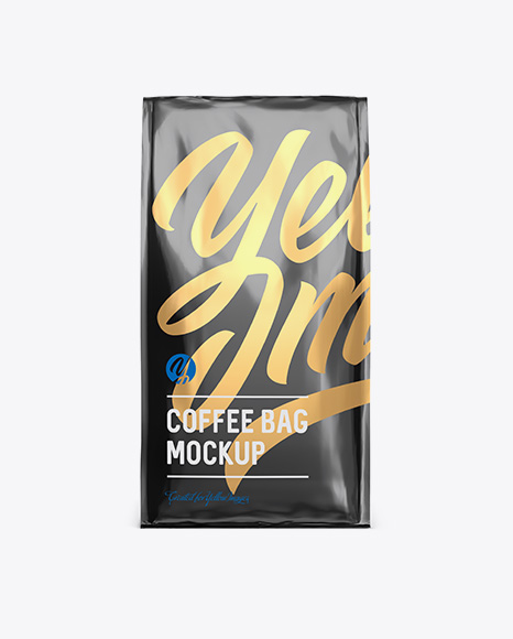 Glossy Paper Coffee Bag Mockup - Front View