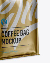 Metallic Coffee Bag w/ a Tin-Tie Mockup - Halfside View