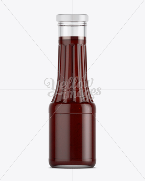 Glass Bottle W/ BBQ Sauce Mockup