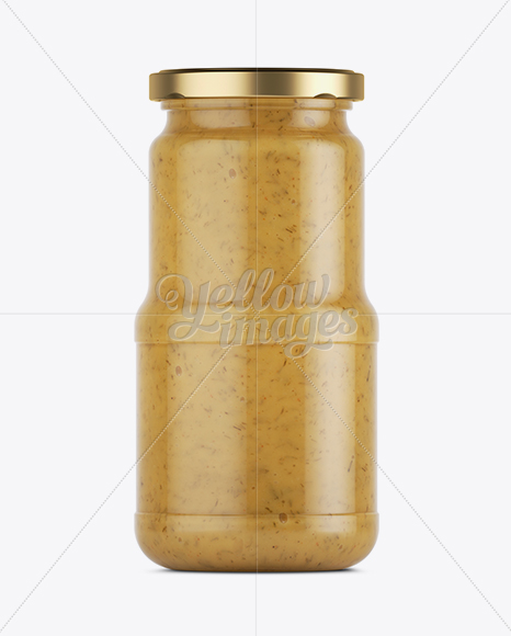 Glass Jar of Mustard Sauce Mockup