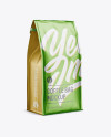 Matte Metallic Coffee Bag w/ a Tin-Tie Mockup - Halfside View