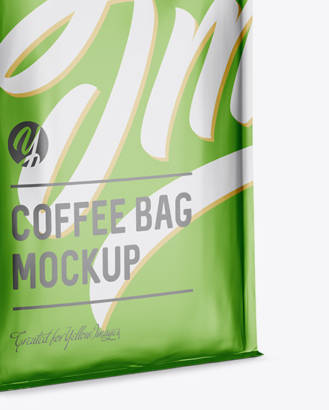 Matte Metallic Coffee Bag w/ a Tin-Tie Mockup - Halfside View