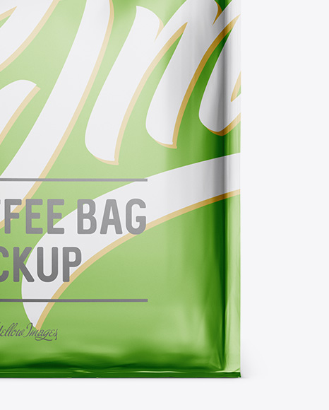 Matte Metallic Coffee Bag Mockup - Front View