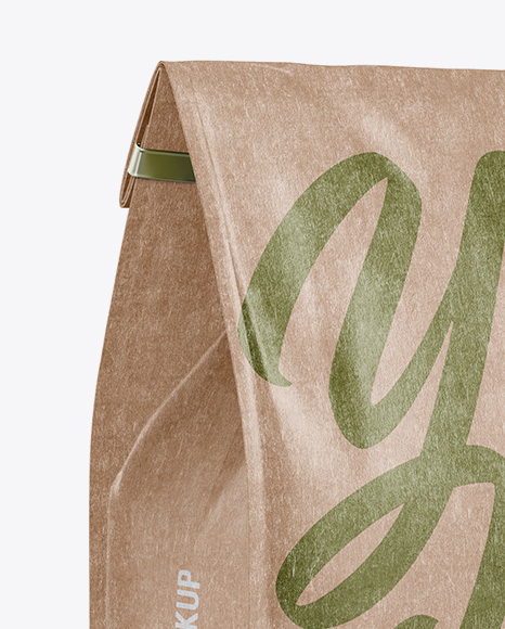Kraft Paper Coffee Bag w/ a Tin-Tie Mockup - Halfside View