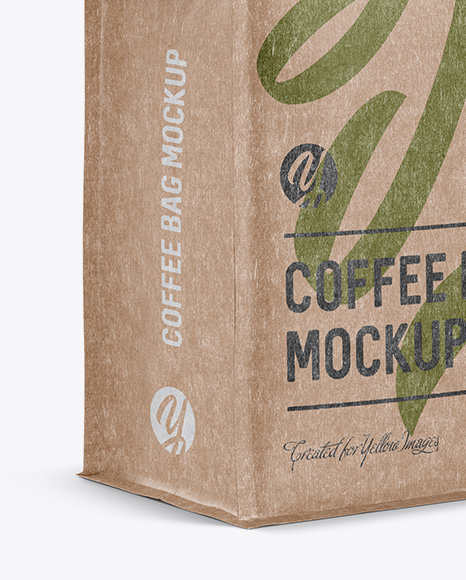 Kraft Paper Coffee Bag w/ a Tin-Tie Mockup - Halfside View