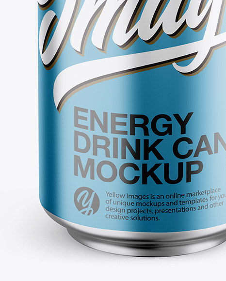 Aluminium Can With Metallic Finish Mockup - Front View (High-Angle Shot)