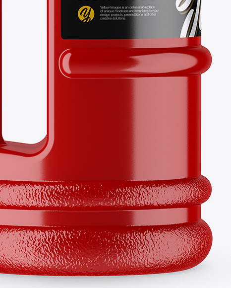 Glossy 2.2l Gym Water Bottle Mockup - Side View