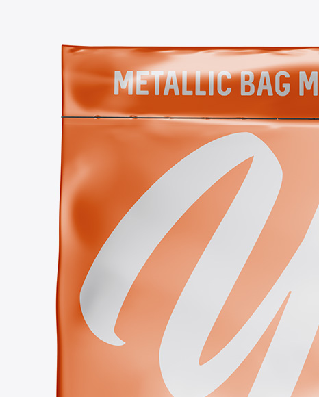 Stitched Metallic Bag Mockup - Front View