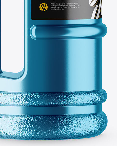 Metallic 2.2l Gym Water Bottle Mockup - Side View