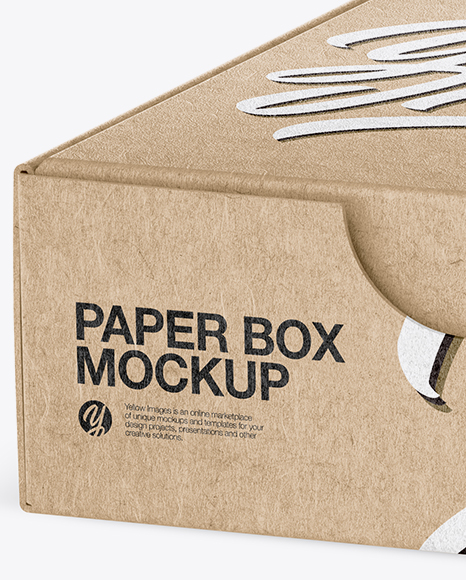 Kraft Paper Box Mockup - Half Side View