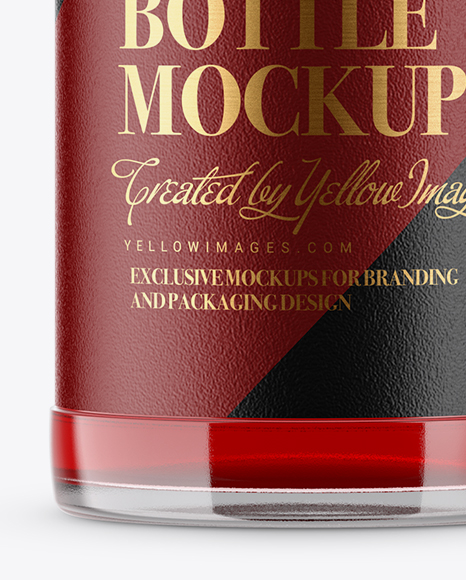 Clear Glass Red Syrup Bottle Mockup